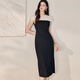 Robe patchwork brodée Roeyshouse haut de gamme pour les femmes 2025 Summer New Style Slim Black Midi Jupe 12142 Black M