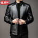 Hengyuanxiang simulated leather soft leather jacket for men spring and autumn pu leather jacket for middle-aged and elderly men motorcycle casual leather jacket black M 170
