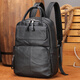 KPV Herrener echter Leder -Rucksack großer Kapazität Geschäftsreise -Computer -Rucksack neuer Stil 9196 Schwarz
