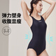 ZOKE竞速泳衣女款运动训练连体黑色性感泳装女竞技游泳衣 [翠微]深绿 (无胸垫)单层衣12353 3XL