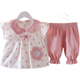 Disney de 03 años Traje de bebé de verano Summer Niña de manga corta Polka Polka delgada de 689 meses Summer de dos piezas Lindo frangipani rosa 80 cm