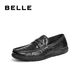 Belle BELLE men's shoes 2025 spring new style casual beanie shoes cowhide pleated legs loafers A1584CM black 39