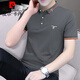 皮尔卡丹（pierre cardin）珠地棉刺绣Polo保罗衫男士修身短袖t恤夏季翻领上衣透气半袖男装 S5012款 黑色 M 适合95-115斤