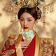 梓嘉福迷你小团扇新娘手工diy秀禾扇巴掌扇晨袍拍照道具古典新娘团扇 花型米色团扇 1个