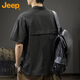 
Jeep (JEEP) short-sleeved T-shirt for men's cool polo shirt for men's trendy brand loose semi-zipper quick-drying top for men's clothing Black XL