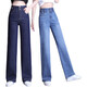 Baisidun 2024 Pantalones de mujer de primavera y otoño Pantalones de mujeres de mujer Alta Cintura delgada Lo suelta pantalones rectos de algodón 9202A2-59 Azul oscuro Hebilla doble 20 27 Circunción de cintura 2 pies 0