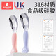 Kechao Kinderlöffel Baby Yuanbao Fork Spoon Baby 316L Edelstahl Speziallöffel für das Essen selbst zu essen