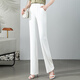
AEMAPE white narrow version straight-leg pants for women's summer thin 2025 new high waist droop loose ice silk casual professional suit pants 683 black trousers L 28