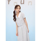 Zihan (ZIHAN) Zihan blue vertical striped short-sleeved shirt high-waisted a-line skirt two-piece suit for women 2025 summer new style blue stripe S