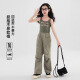 
Pitt Girls' Pants Spring and Summer New Style 2025 Children's Casual Paratrooper Pants Medium Large Children's Fashionable Loose Straight Work Pants 15261 Military Green + 15265 Apricot Color 160 cm