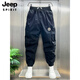JEEP SPIRIT2025夏季新款水洗工装裤个性大口袋休闲裤宽松弹力束脚哈伦裤男 卡其色休闲裤 S 90-100斤