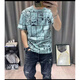 
Xuji Ice Silk Short Sleeve T-shirt Men's 2025 Summer New Printed T-shirt Slim Half-sleeved Ice Sexy Men's Sweatshirt 846 Blue M