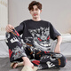 
JUNJUNSUIDIMEI Men's pajamas summer pure cotton short-sleeved trousers cartoon teenagers spring and autumn summer thin large-size home clothing set short-length-WB-671 Dingdang Cat L standard (high 165-170 100-125Jin [Jin equals 0.5 kg])
