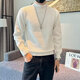 FHHUABD Halbzertifikat-Pullover für Männer im Herbst und Winter Feste Farbe lässiger Bodenkleidung Japanische trendige und hübsche Pullover-Strickpullover grün 2xl 140-155jin [Jin ist 0,5 kg]