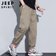 JEEP SPIRIT吉普冰丝休闲裤男夏季宽松束脚九分裤户外山系工装裤 卡其  3XL 