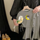 Yuan Pingying Girl Baby Mode Cartoon bedruckte Eisseide Zweiteiler Anzug Kindermodus Modeanzug runder Nackenkordelanzug Anzug Gray Girl G686 110