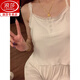 
Langsha (langsha) ice silk suspender pajamas for women in summer cool feeling with chest pad sexy thin style 2025 new white home clothing set ESY-A1105-white (fixed chest pad) M