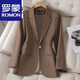 ROMON Light Luxury Women's Casual Small Blazer Women's 2025 Spring and Autumn New Korean Style High-end Commuting Top Single Black Suit XL