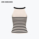 Ann Andelman [mismo modelo en la celebridad] Venta directa oficial chaleco rayado de cuello