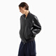 Armani (ARMANI)/Armani AX Men's Fashion Casual Baseball Collar Leather Jacket Black 1200 S