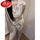 Langsha 2025 Summer Katie Cat simulada Pajamas de seda pantalones de manga largo