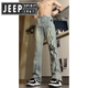 Jeep Spirit Jeep Flame Jeep Jeans Herren Sommertrendmarke Straight Pants High Street Style 692-Black XL [120-135jin [Jin entspricht 0,5 kg]]