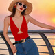 Lugeli swimsuit is feminine, retro, Hong Kong style, red hot girl, deep V, beautiful back, slimming cover, belly bubble, vacation swimming fashion one-piece, Hong Kong style swimsuit, one size fits all, recommended 70-120 Jin Jin is equal to 0.5 kg