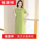 恒源祥（hengyuanxiang）Polo领连衣裙纯棉女夏季翻领长款过膝宽松休闲运动大码短袖t恤裙1 品牌绿色   9859款 S 90-100斤
