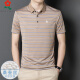 Mengtejiao men's mulberry silk short-sleeved T-shirt new summer style middle-aged dad casual striped polo shirt A829-blue M 165 suitable for 100-115Jin [Jin equals 0.5 kg]