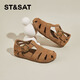 
Saturday Roman sandals for women flat bottom bag head retro casual trend 2025 summer new fashion versatile camel 37 (235mm) standard code