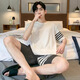 Modal solid color cotton pajamas men's summer short-sleeved teenagers thin cotton summer large-size home clothes pajamas set D1990 (A679) M (recommended 80-115Jin [Jin equals 0.5 kg])