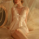 Desire for a try 2025 new sexy underwear sexy temptation dress pajamas women pure desire to take off their uniforms bed dating robe qqny white (nightskirt + T-trousers) + 9756 hollow mesh suit single size (suggested 80-125 Jin [Jin equals 0.5 kg])