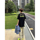 T-shirt à manches à manches courtes de Hiphop American Hiphop American T-shirt Men's Men's High Street T-shirt Loose Vertile Couple de Black à manches à manches L [Recommandé 100-120 Jin [Jin est égal à 0,5 kg]]]