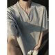 
She Manlai heavyweight short-sleeved T-shirt men's summer cleanfit Henry V-neck American high-end half-sleeved top base shirt men's black XL