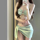 Jin Bingsheng bikini swimsuit for women in hot springs, sexy pure desire, slimming, fresh style, swimming pool and beach three-piece set with small breasts. Bikini three-piece set (green) L Recommended weight 90-110 Jin Jin is equal to 0.5 kg