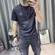 
Xuji Ice Silk Short Sleeve T-shirt Men's 2025 Summer New Printed T-shirt Slim Half-sleeved Ice Sexy Men's Sweatshirt 846 Blue M