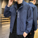 Fat Donglai Jacket Men's Jacket 2022 New Spring and Autumn Stand Collar Trendy Workwear All-match Plus Winter Baseball Top 6189 Black [Spring and Autumn Style] M