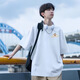 浩术短袖t恤男夏季薄款宽松印花港风潮流潮牌打底衫装半袖百搭体恤男 T2670黑色+T2691灰色-两件 薄款 3XL