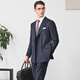 By Creations Perpin Wool Suit Men's Light Business Commuting Formal Fit Groom Wedding Dress Striped Suit Navy 44