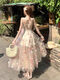 DWRW Sommer Neues französisches sanftes Design und Temperament Dreidimensionales feenmärchenhaltiges Kleid Monet Garden mit mittlerer Länge M (Empfohlen 95-105jin [Jin gleich 0,5 kg]))