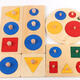 Hao Chuang Montessori Unterrichtshilfen-Panel für frühkindliche Kinder im Alter von 0 bis 3 Jahren, handkennzeichnendes Board, geometrische Puzzle-Form-Matching Toy Graphics Montessori Drei-Kreis-Panel