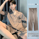 Langsha (Langsha) Ice Silk Pyjamas kurzärmelig dünne Herren Sommer Largegrüne Frühlings- und Sommer-Jugendjungen-Heimkleidung Dreier Set Herren SYY13661 SET L Kleine 165/75-100