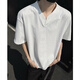 
She Manlai heavyweight short-sleeved T-shirt men's summer cleanfit Henry V-neck American high-end half-sleeved top base shirt men's black XL