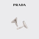 Prada/Prada [Geschenk] Männer Emaille Silber Logo Manschettenknall Schmuck schwarz
