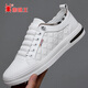 Spider King men's shoes genuine leather cowhide breathable board shoes soft sole versatile white shoes inner height-enhancing fashionable casual shoes 6628 white height-enhancing 37