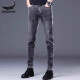 Cogas CHOGATH CHOGATH CROCODILE Crocodile Shirt Brand High-end Denim Trousers Men's Slim Small Foot Summer Thin Stretch Casual Pants Men 1048 Black Regular 28 90-105Jin [Jin equals 0.5 kg]