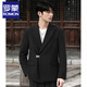 ROMON high-end new Chinese style Zhongshan suit for men, engagement, groom, wedding, national style metal lock suit jacket, black jacket + pants + stand collar white shirt XL