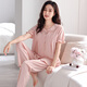 Langsha (Langsha) 2025 Nouveau pyjamas pour femmes en été avec poitrine de coton pur intégré pantalon à manches courtes à manches courtes vêtements de maison printemps et automne mince de poudre de crevettes LSF-694 M 160 Poids recommandé 85-105jin [Jin est égal à 0,5 kg]