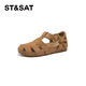 
Saturday Roman sandals for women flat bottom bag head retro casual trend 2025 summer new fashion versatile camel 37 (235mm) standard code