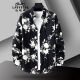 Классический автомобиль (Laoyeche) Pure Cotton Print Print Print Print Runce Men Black Big Big Flower Room 2025 Новая крупная куртка № 1049-5 Color (100 Pure Cotton Fabric) () L